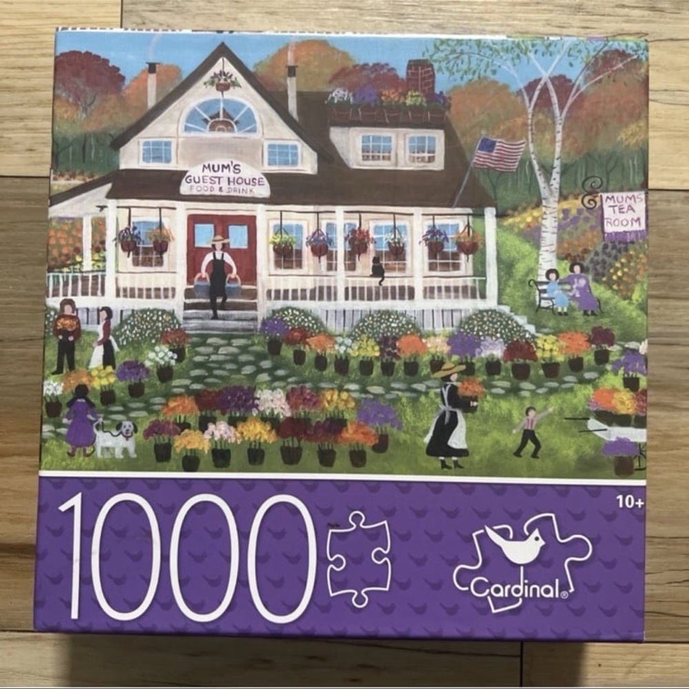 24X18 “Mums Guest House” 1000 Piece Cardinal Jigsaw Puzzle-Art by Cheryl Bartley